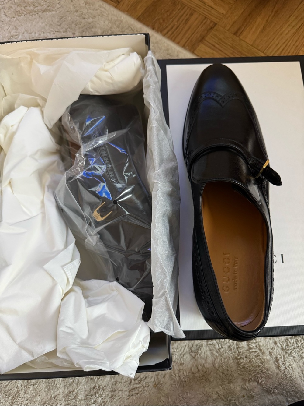 Gucci NEW in box black leather men’s shoe Size 12 - Picture 3 of 6